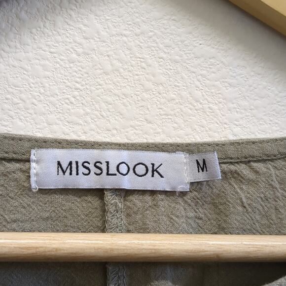 Misslook high low long sleeve dress with floral pockets lagenlook size medium - Picture 4 of 7